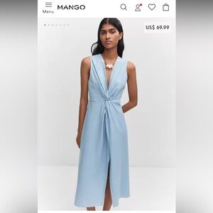 NWT Mango V-neck Knot Detail Midi Dress